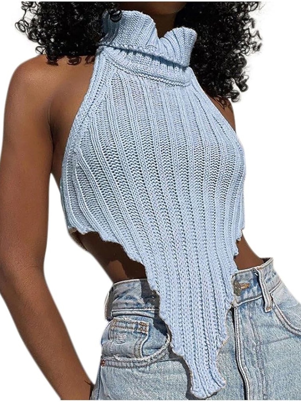 Women Sweater Vest Sleeveless Turtleneck Sleeveless Knit Sweater